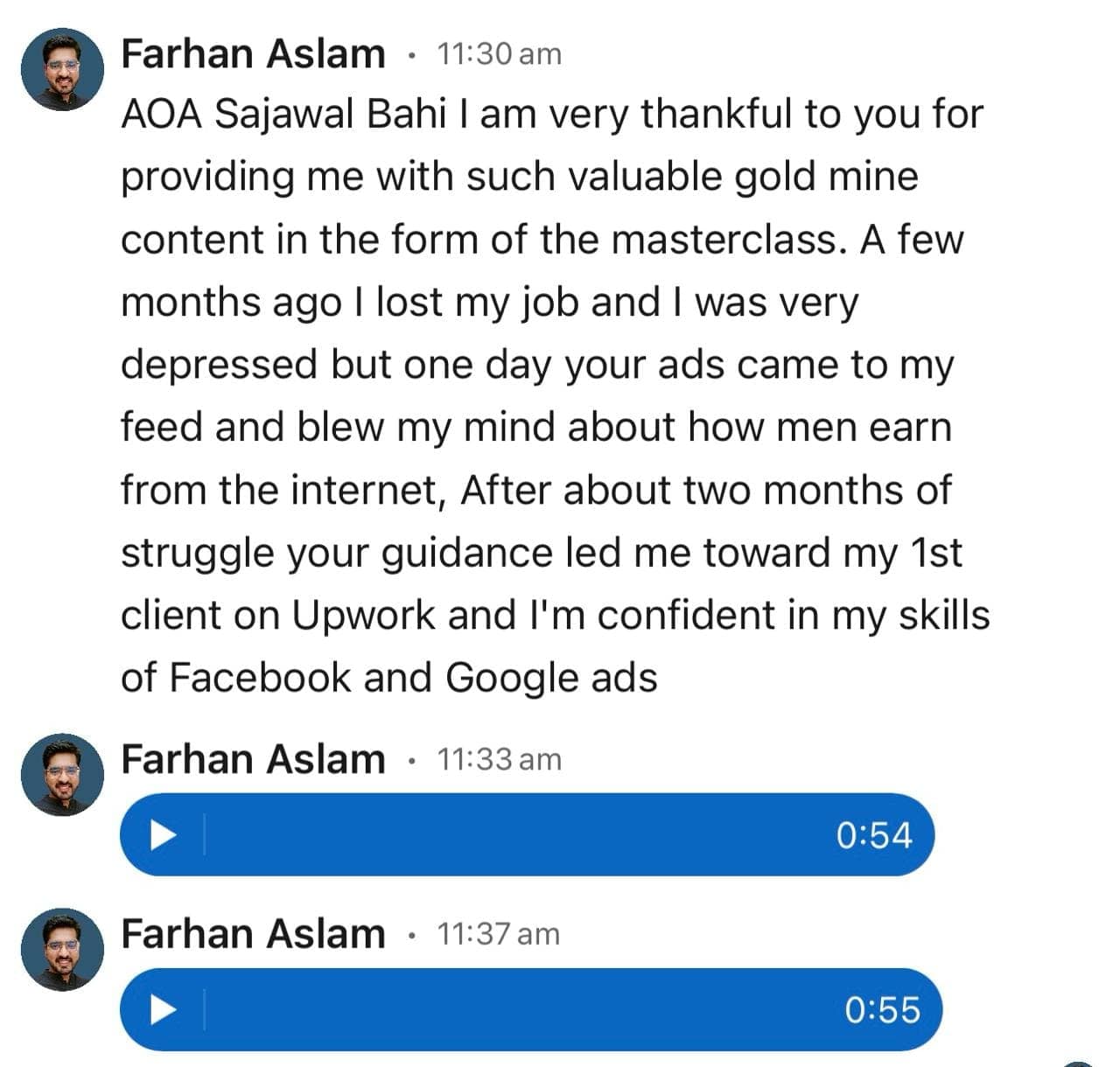 Lost his job. Landed his first Upwork client instead.