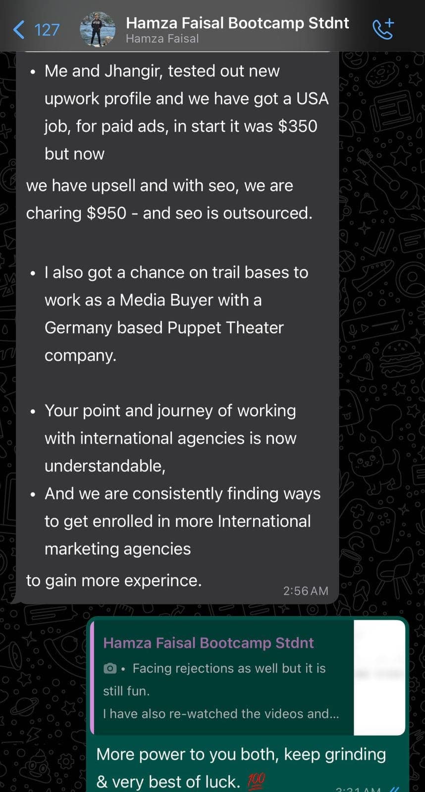 $350 Upwork job, upsold to $950/month.